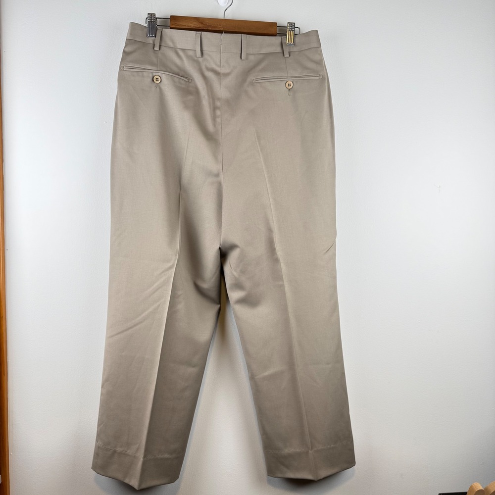Ermenegildo Zegna 100% Wool Dress Pants Men 33x26 Taupe Pleated Old Money Luxury